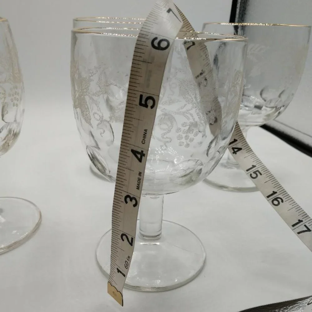 Bartlett Collins Decoration 806 Clear with Gold Trim.  Lovely Etched Grape Vine
